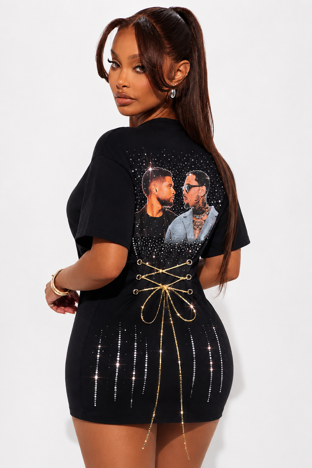 R&B TOUR 2026 RHINESTONE T-SHIRT DRESS - WARV Creations