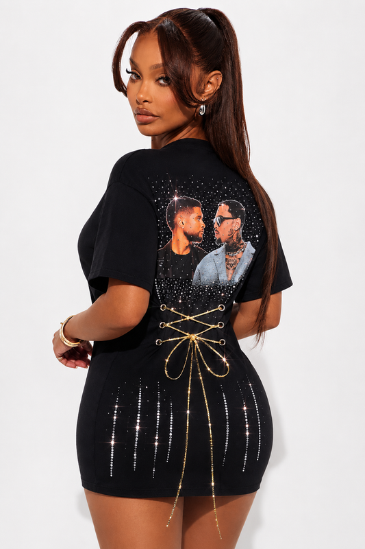 R&B TOUR 2026 RHINESTONE T-SHIRT DRESS