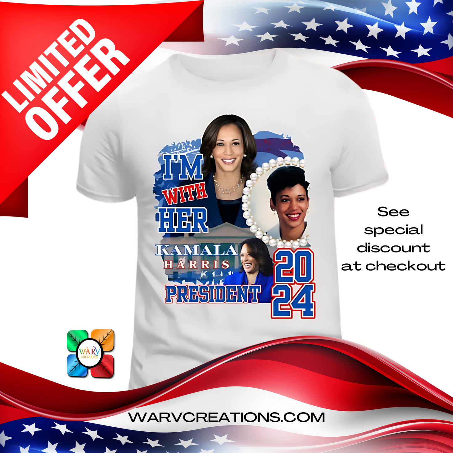 Kamala 2024 I'm With Her Premium Digital Print T-Shirt