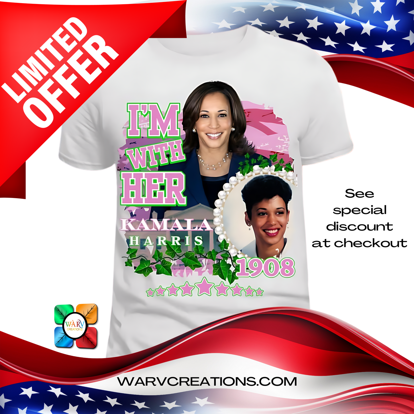 Kamala 2024 I'm With Her Premium Digital Print T-Shirt