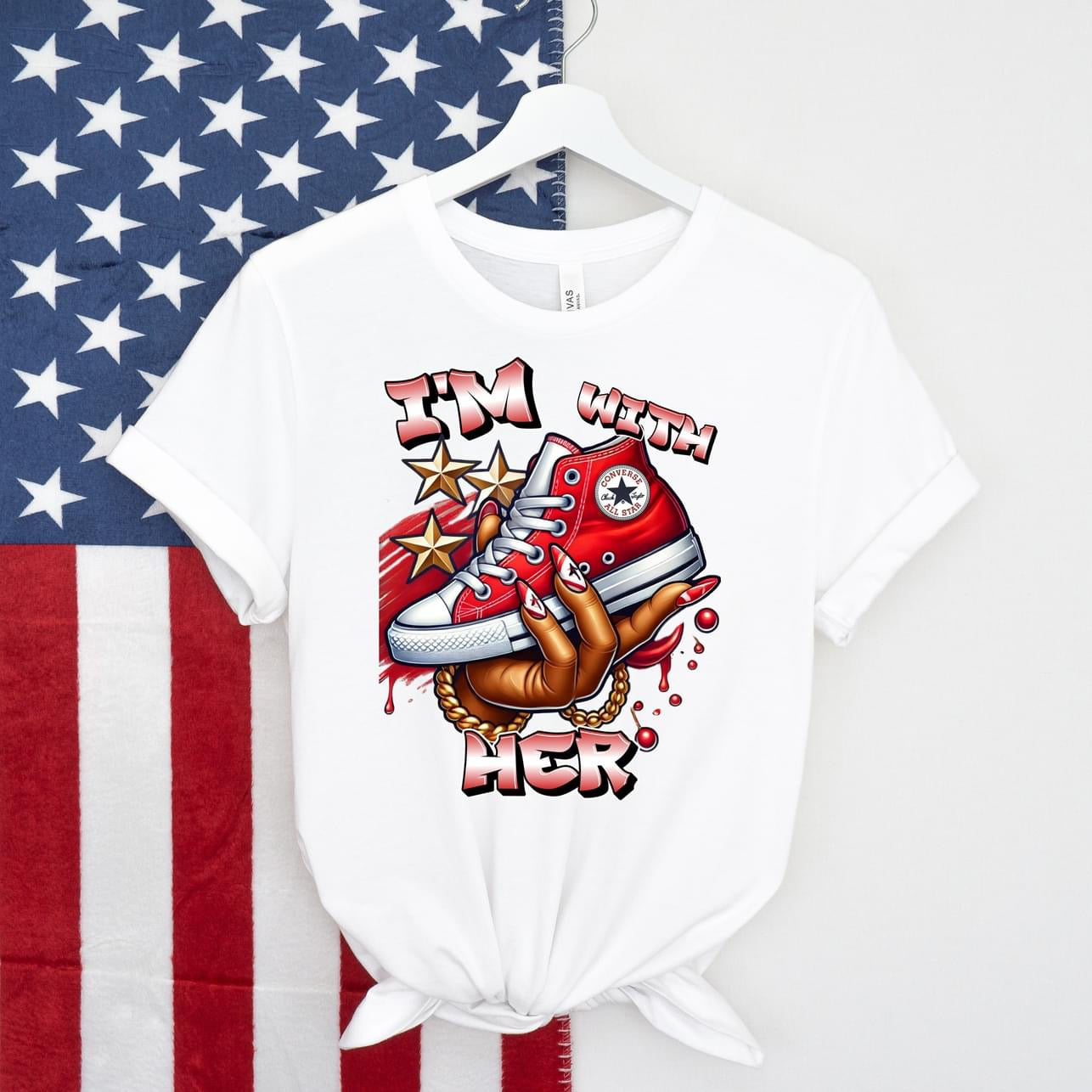 Kamala 2024 Chucks I'm With Her Premium Digital Print T-Shirt