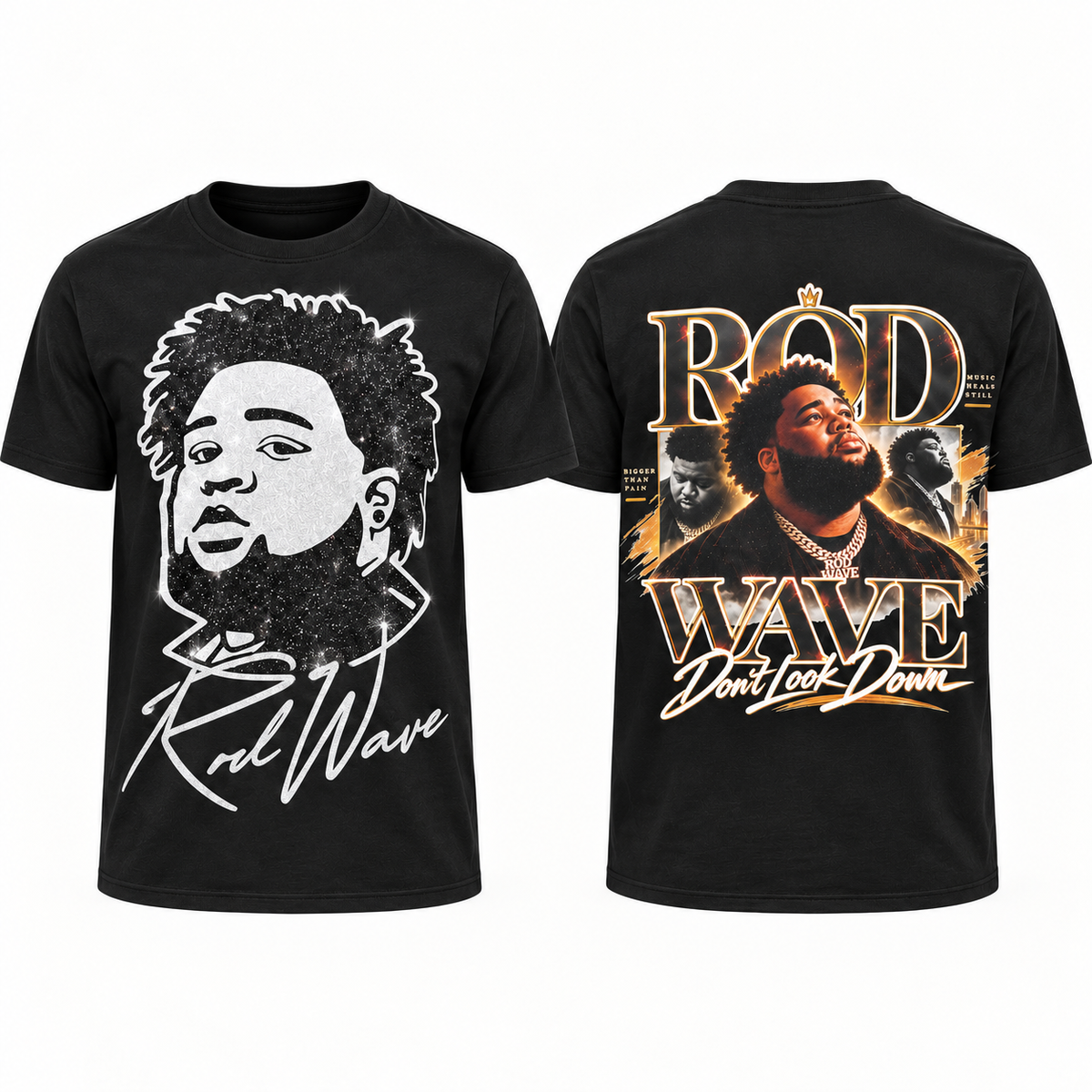 Rod Wave Custom Glitter & Glow Apparel | Front & Back | Made to Order