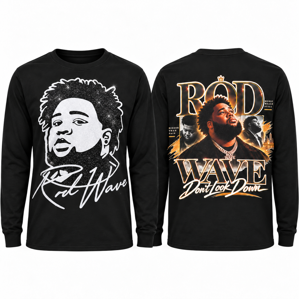 Rod Wave Custom Glitter & Glow Apparel | Front & Back | Made to Order