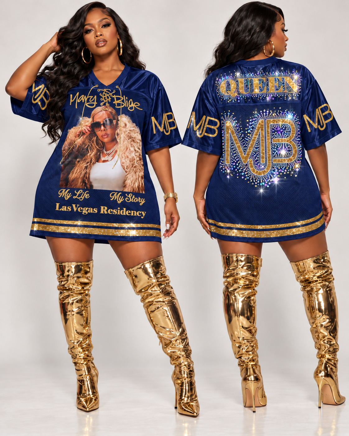 Mary J. Blige "Queen" Jersey Dress | Holographic Glam Edition
